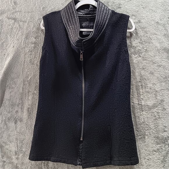 Live A Little Women's Vest Size Large Black Full Zip Semi Fitted Wool Blend - Picture 2 of 11